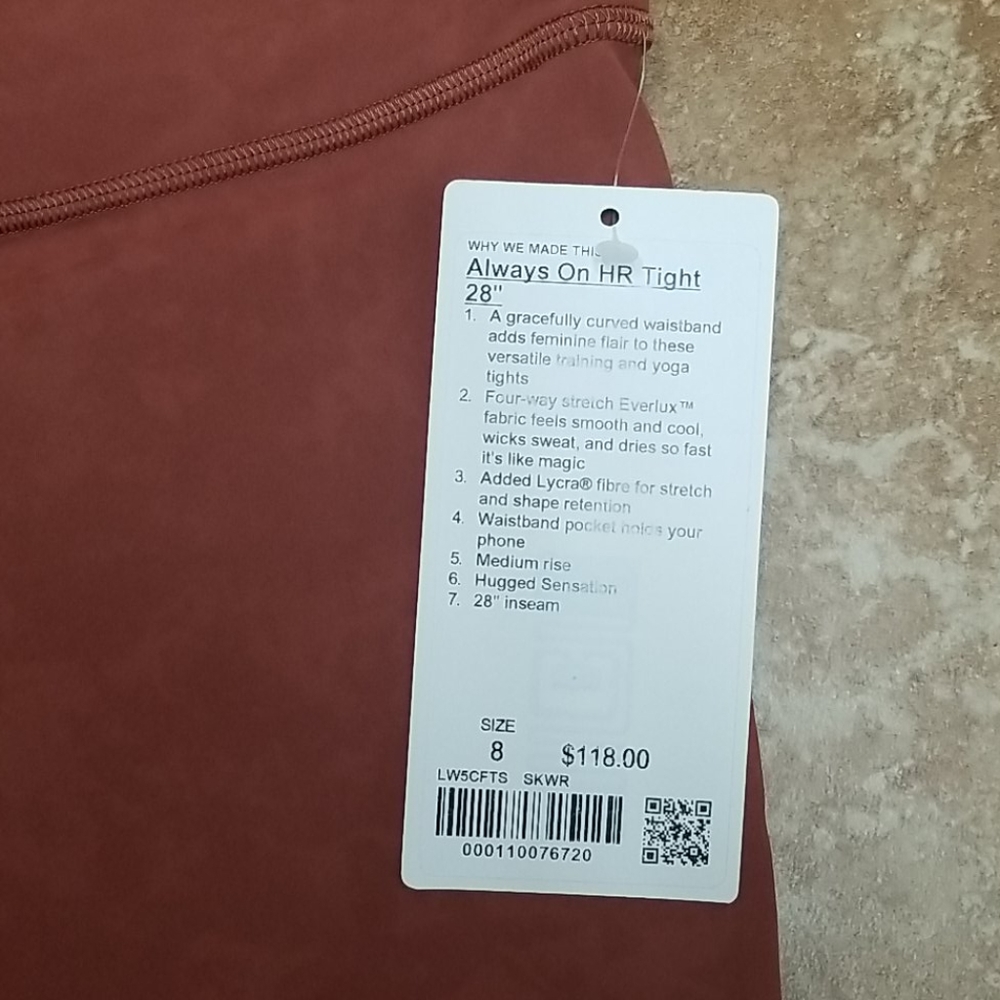 SOLD Lululemon always on tight 28" rustic clay 8 - Picture 5 of 5